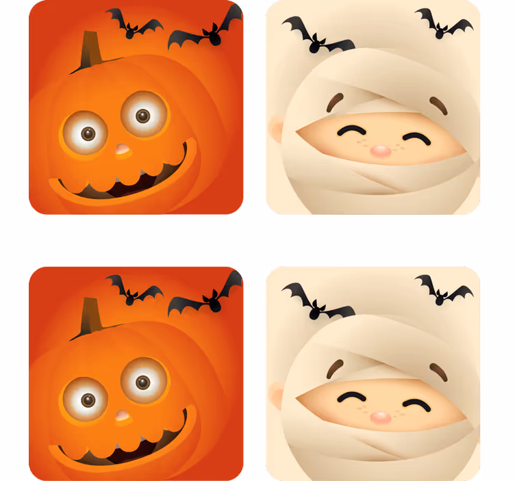 Untersetzer halloween fröhlicher kürbis und mumie - TenStickers