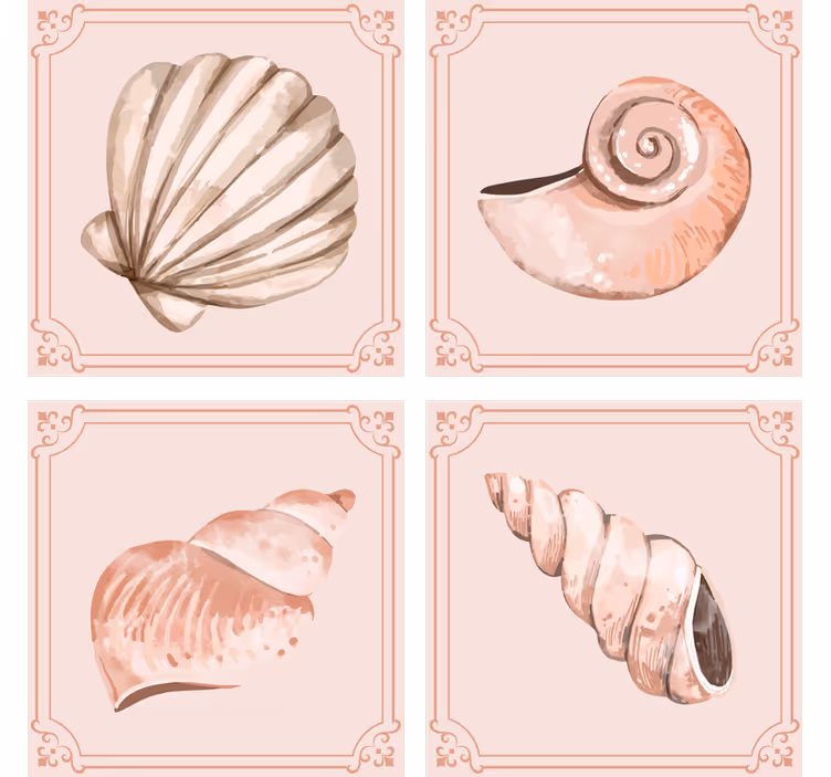 Vintage untersetzer mit stilvollen muschel-illustrationen - TenStickers