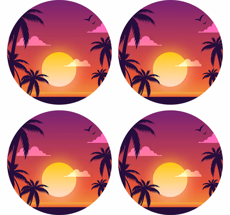 Untersetzer freak mit tropischem sonnenuntergangs-motiv - TenStickers