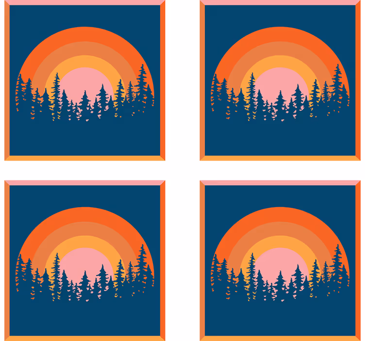 Untersetzer modern schichten sonnenuntergang wald - TenStickers
