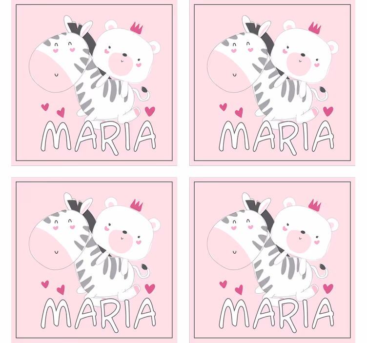 Untersetzer personalisiert süßes zebra bären duo - TenStickers