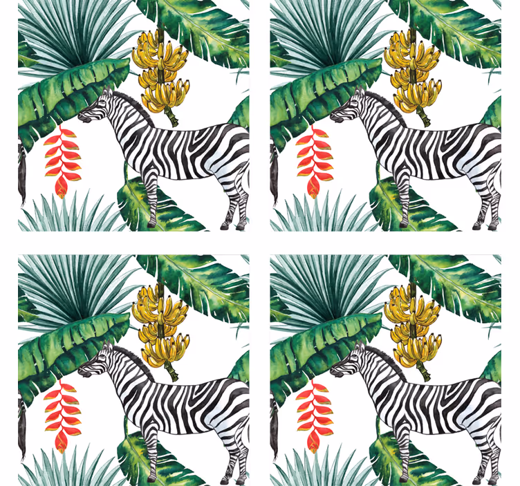 Untersetzer freak zebra und tropisches laub - TenStickers