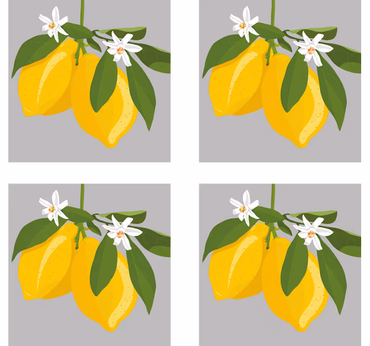 Untersetzer modern gelbe zitronen mit blättern - TenStickers