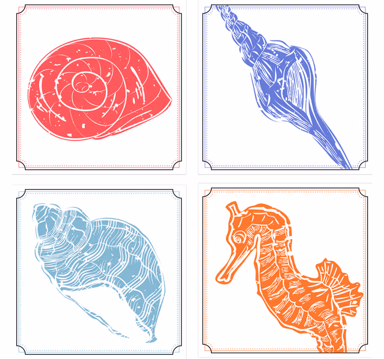 Untersetzer freak mit seepferdchen und muschelillustrationen - TenStickers