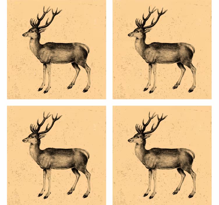 Bierdeckel mit vintage hirschillustration - TenStickers