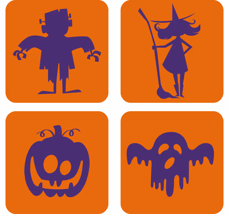 Untersetzer halloween frankenstein hexe kürbis geist - TenStickers