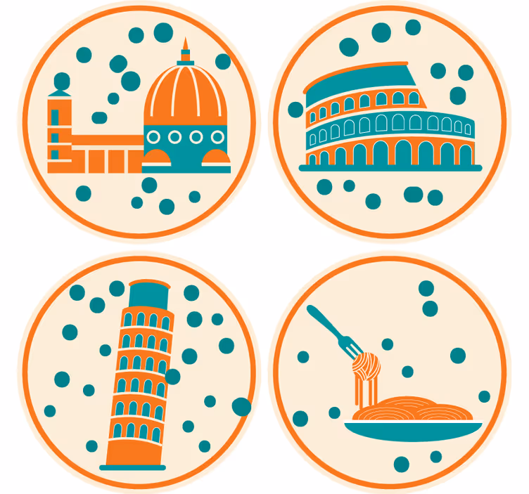 Italienische farbige symbole mehr Untersetzer - TenStickers