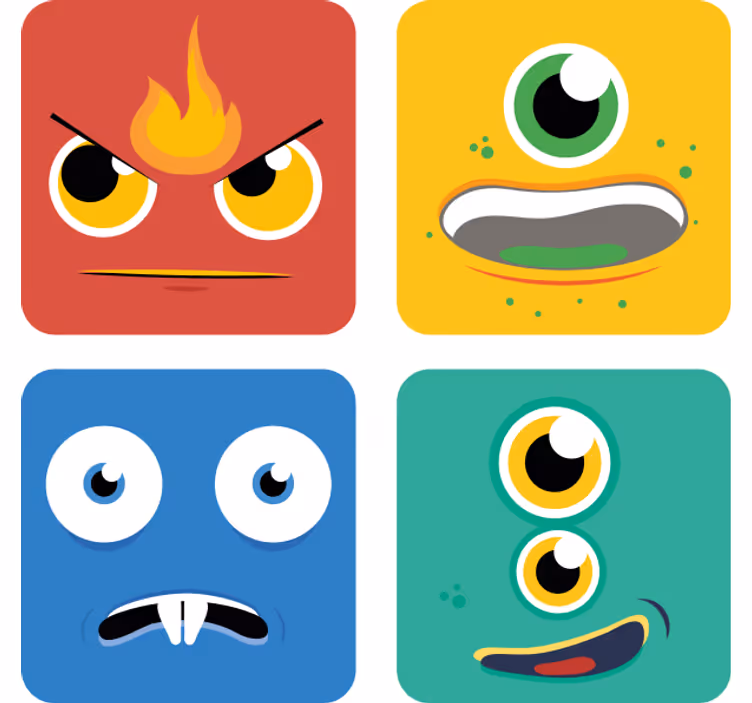 Untersetzer freak mit bunten monster gesichtern - TenStickers