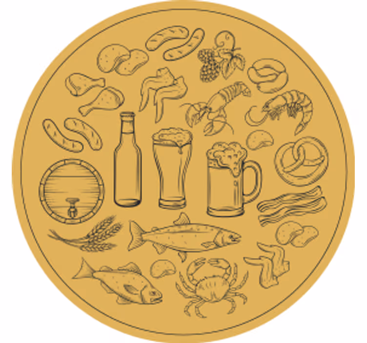Bierdeckel mit speisen und getränken icons - TenStickers
