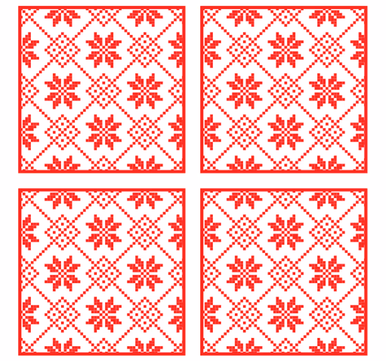 Untersetzer weihnachten rotes blumenmuster - TenStickers