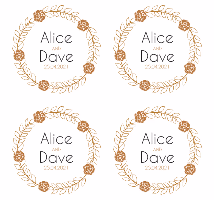 Bierdeckel hochzeit blumenkreis personalisiert - TenStickers