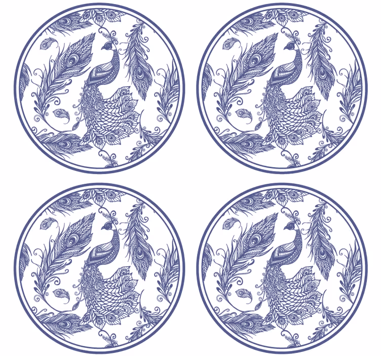 Untersetzer Fliese Delfter pfau - TenStickers
