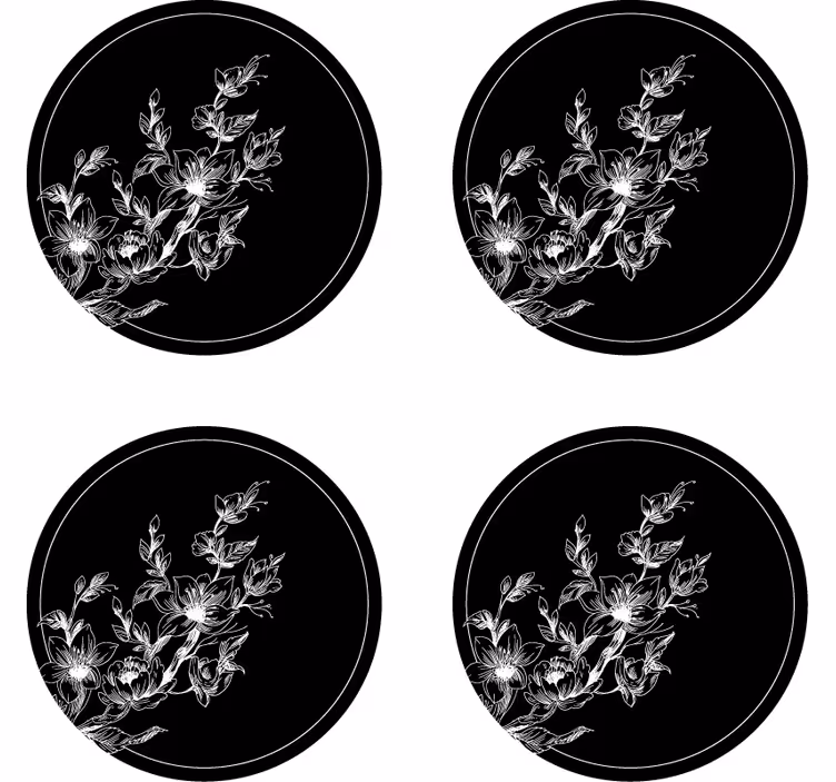 Untersetzer mit floraler linienkunst - TenStickers