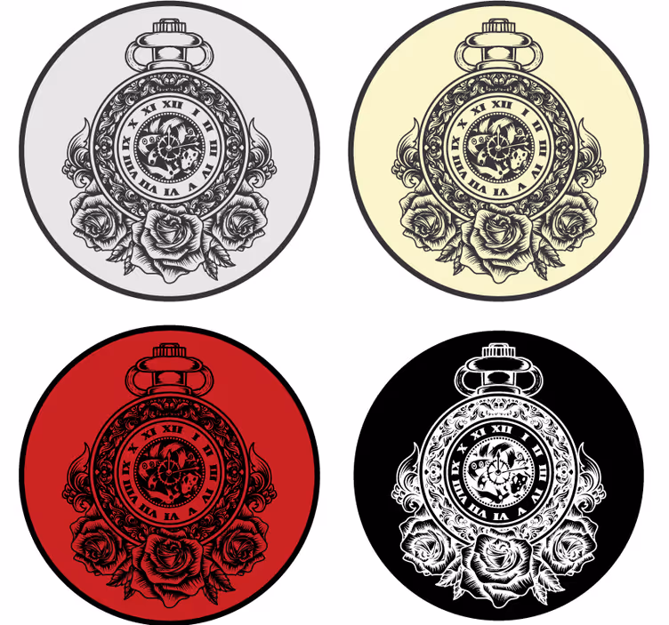 Vintage untersetzer mit rosen der taschenuhr - TenStickers
