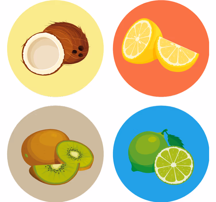 Untersetzer modern mit obstillustrationen sammlung - TenStickers