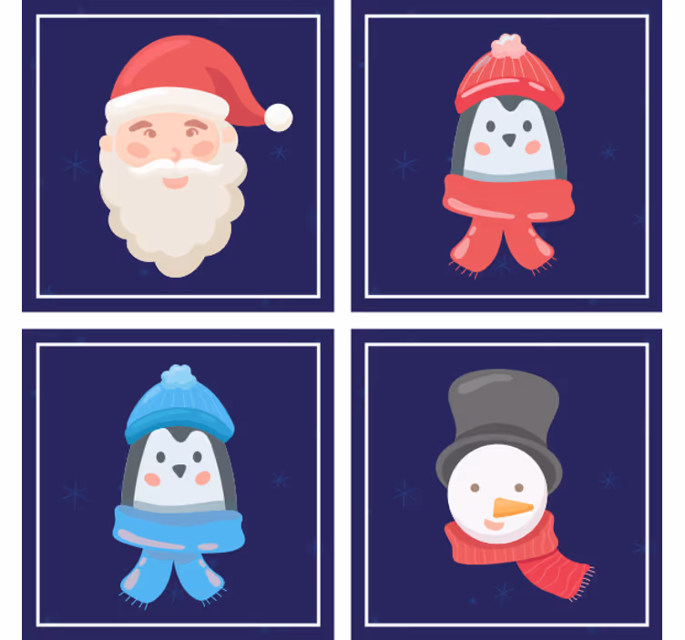 Untersetzer weihnachten mit santa und schneemännern - TenStickers