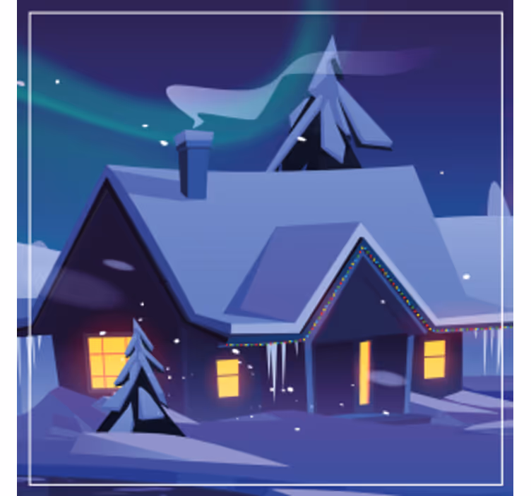 Untersetzer weihnachten schneehütte mit lichtern - TenStickers