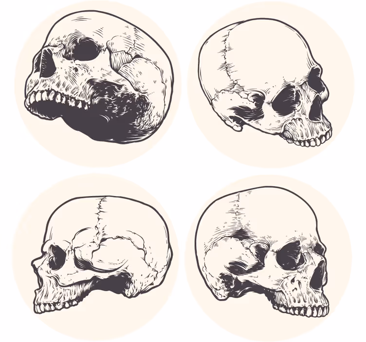 Untersetzer freak mit totenkopf illustrationen set - TenStickers