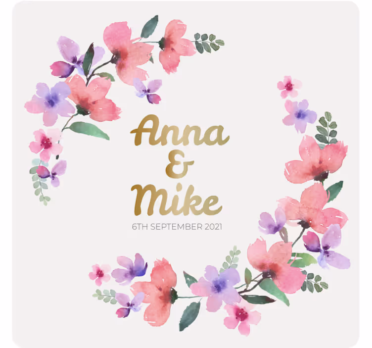 Bierdeckel hochzeit florales paarmonogramm - TenStickers