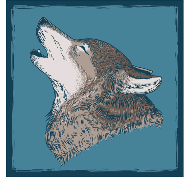 Untersetzer freak mit heulender wolf illustration - TenStickers