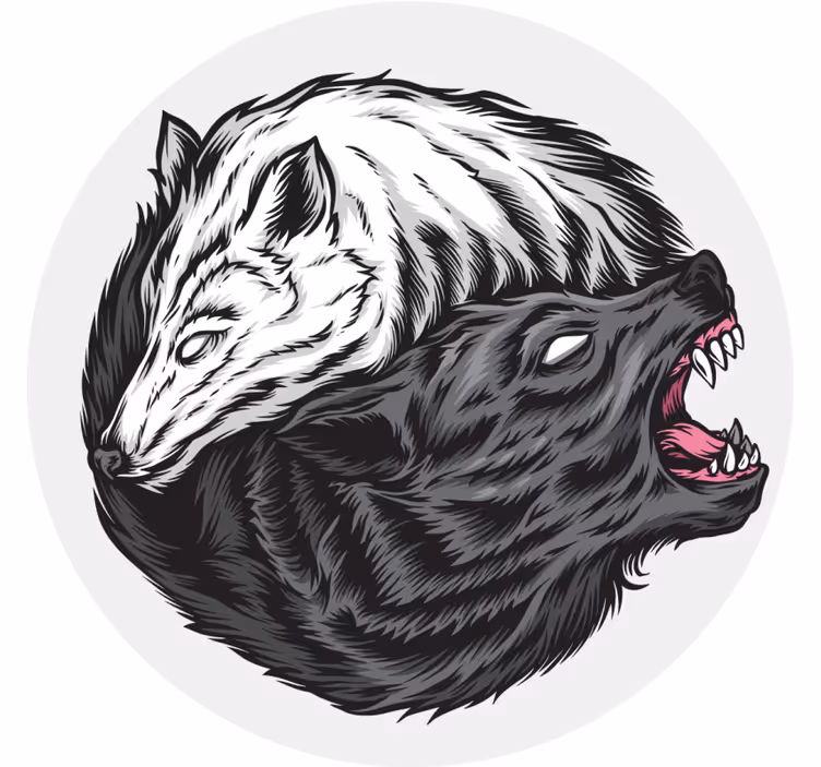 Untersetzer freak mit kontrastierenden wolfsköpfen - TenStickers