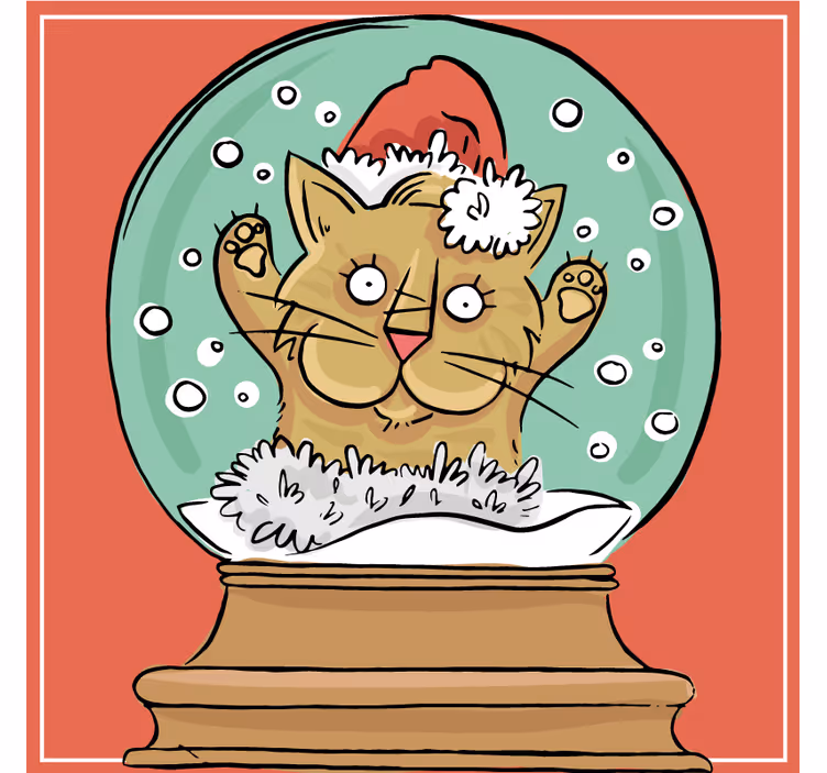 Untersetzer weihnachten mit festlicher katzen-schneekugel - TenStickers