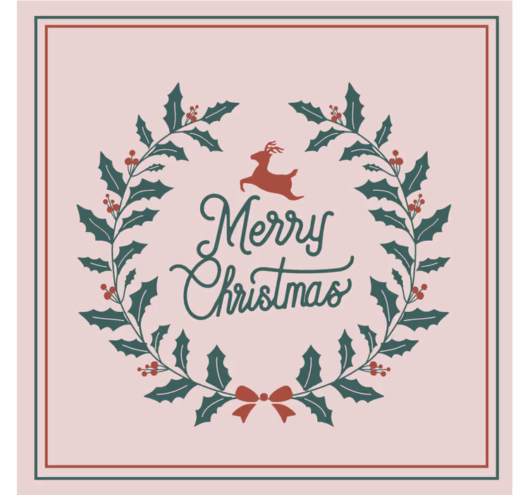 Untersetzer weihnachten rentier stechpalmenkranz - TenStickers