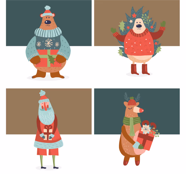 Untersetzer weihnachten charaktere kollektion - TenStickers