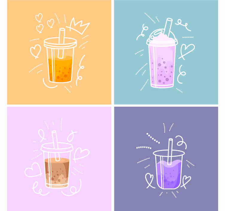 Untersetzer modern mit bunten getränkedarstellungen - TenStickers