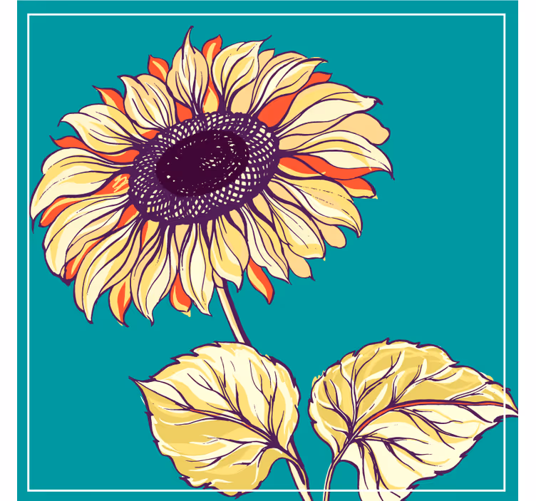 Bierdeckel mit lebendiger sonnenblumenillustration - TenStickers