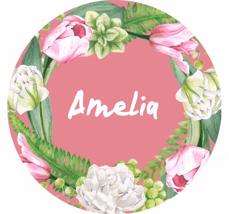 Untersetzer personalisiert mit floralem rosakranz - TenStickers