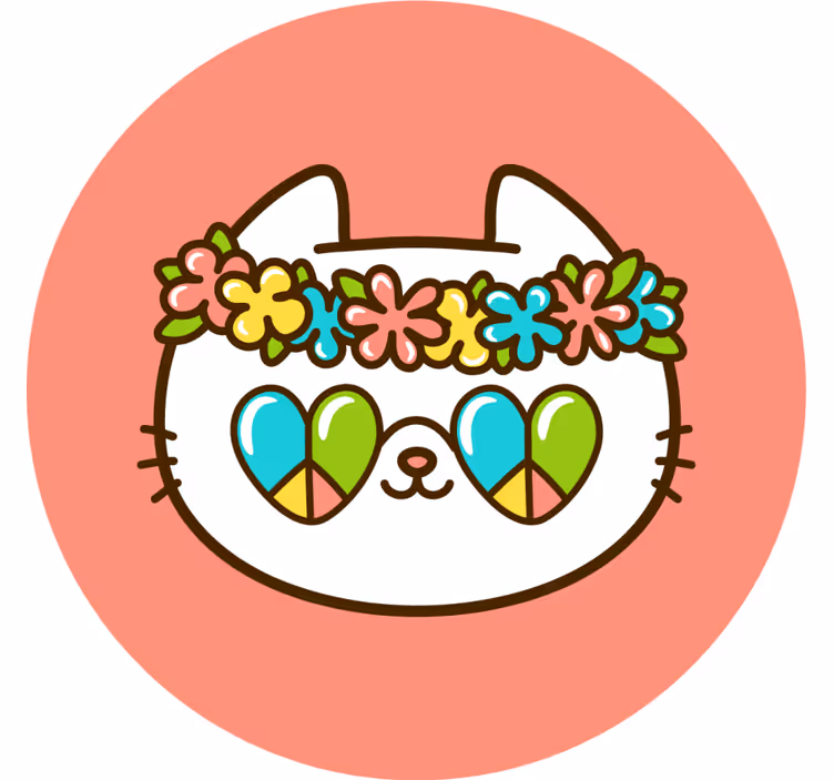 Untersetzer freak blütenkranz katze - TenStickers