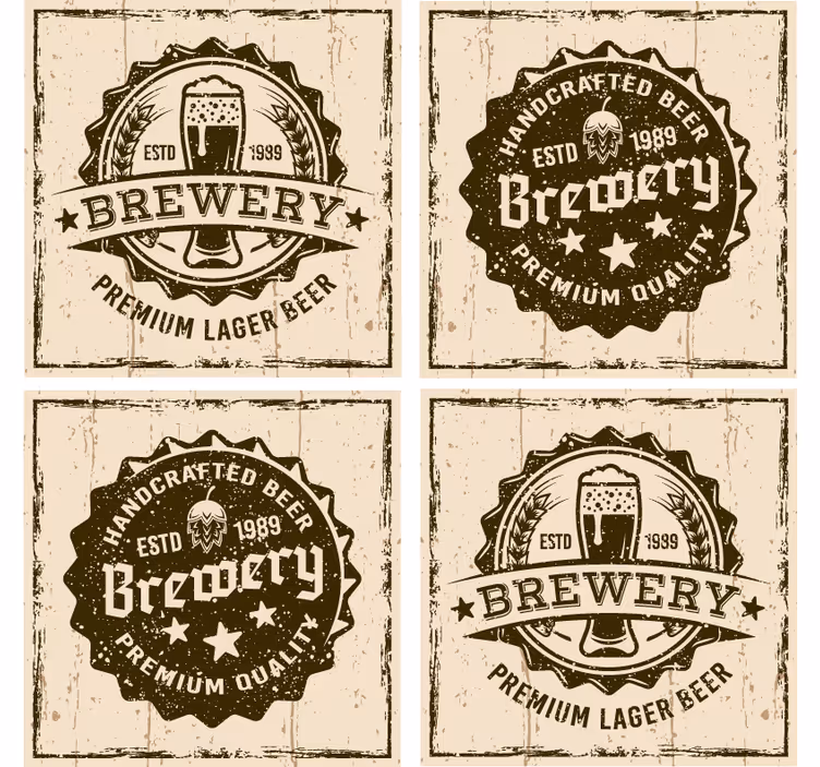 Bierdeckel im vintage-brauerei-emblem-design - TenStickers