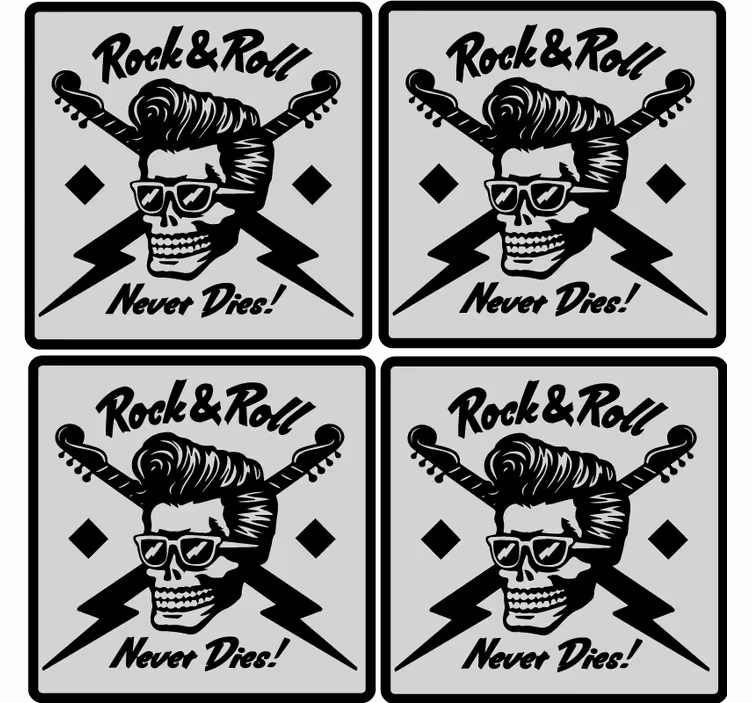 Untersetzer freak totenkopf mit sonnenbrille und gitarren - TenStickers
