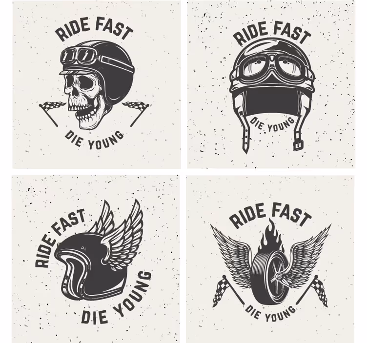 Untersetzer Freak totenkopf mit rennbrille - TenStickers
