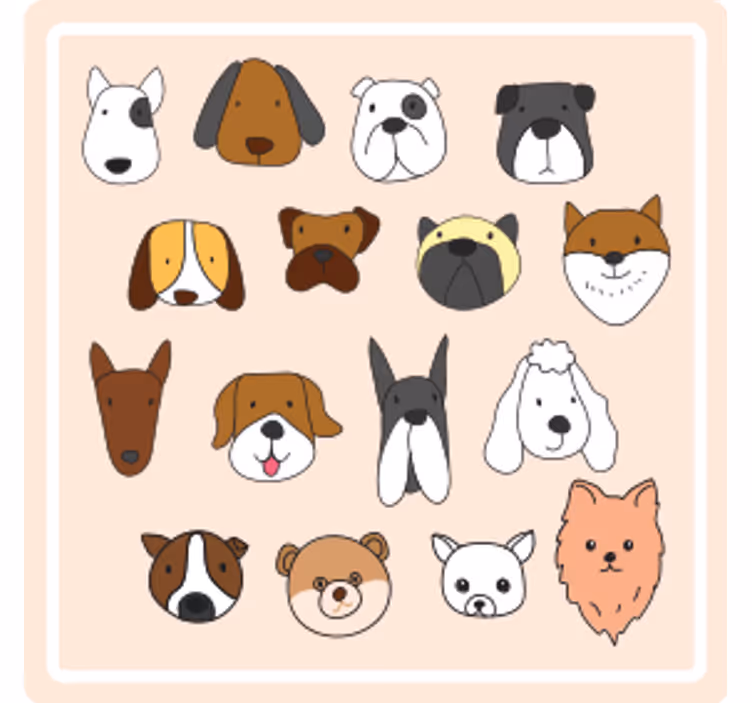 Untersetzer freak mit süßen tiergesichtern - TenStickers