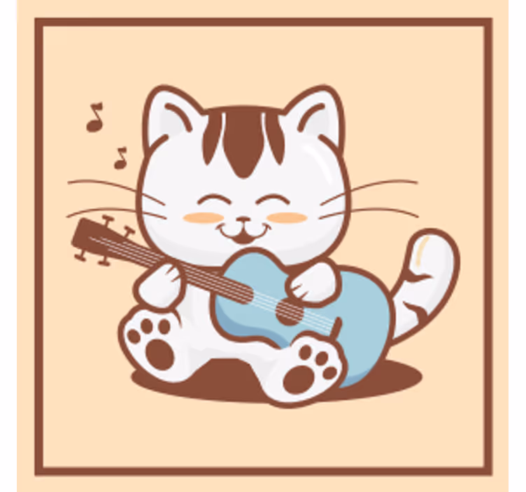 Untersetzer freak verspielte katze mit gitarre - TenStickers