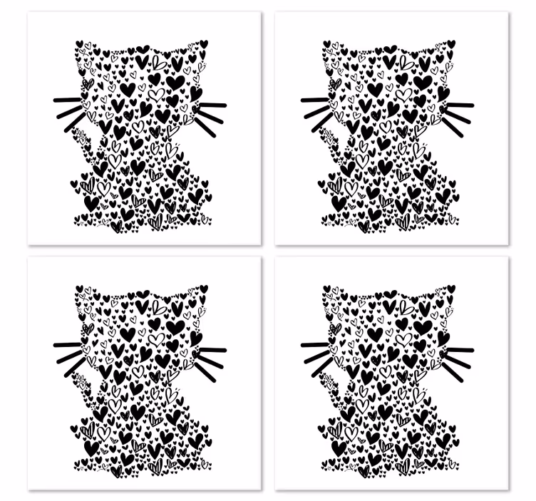 Untersetzer Modern Katzenherzen - TenStickers
