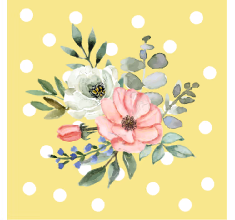 Untersetzer modern florales arrangement mit punkten - TenStickers
