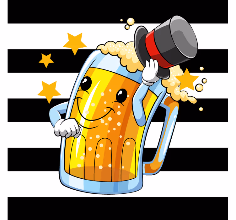 Bierdeckel mit fröhlichem bierkrug-maskottchen - TenStickers