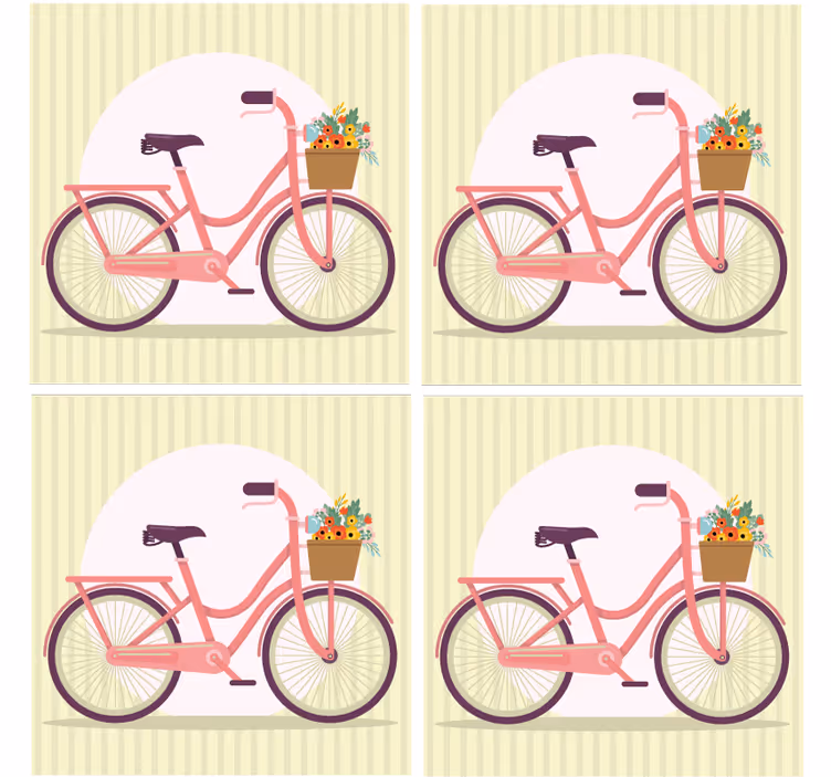 Untersetzer modern pinkes fahrrad mit blumen - TenStickers