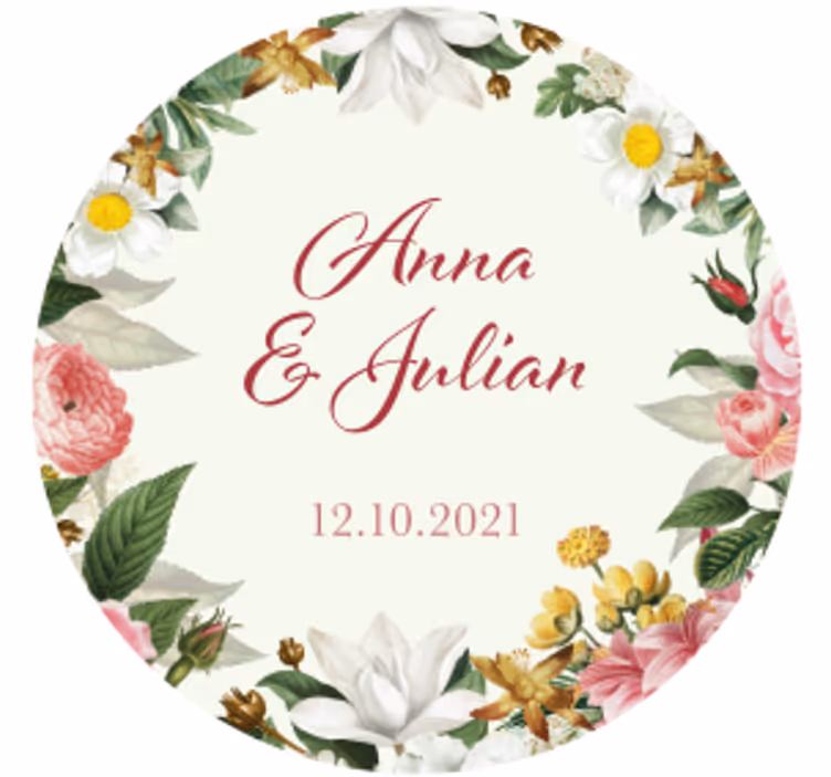 Bierdeckel hochzeit florale hochzeitspersonalisierung - TenStickers
