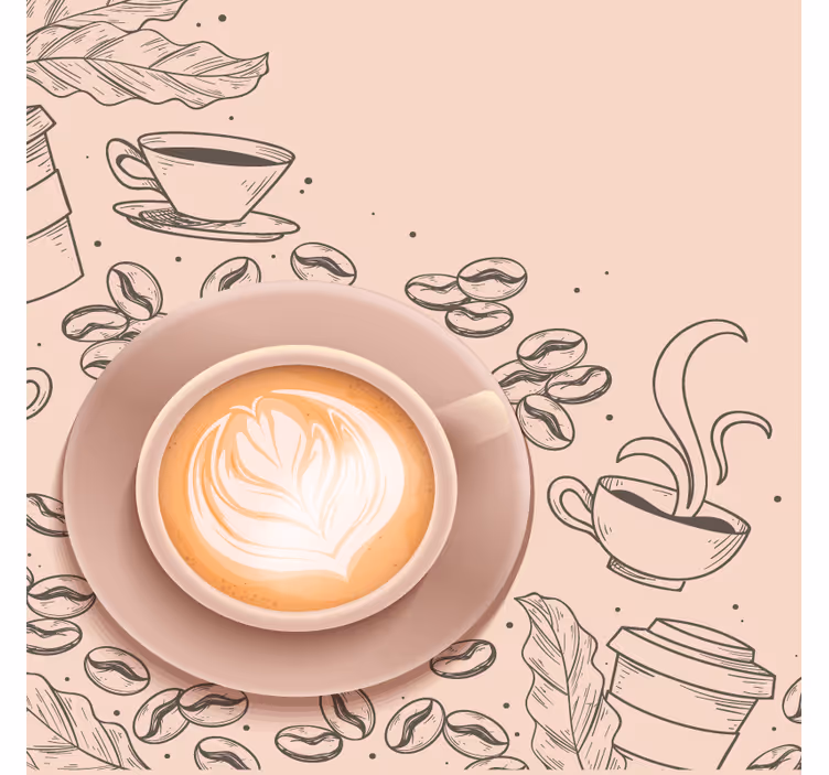 Untersetzer modern elegante kaffeetassenkunst - TenStickers