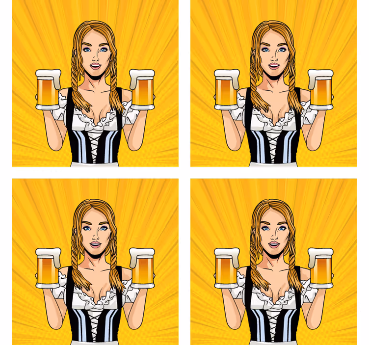 Bierdeckel fröhliche frau mit bier - TenStickers