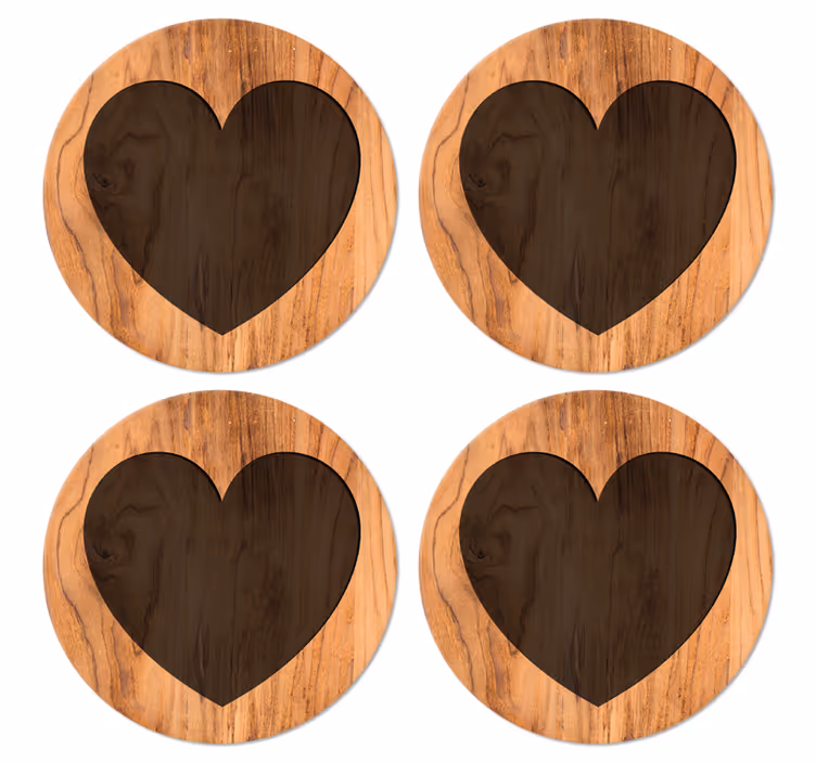 Untersetzer Muster Herz mit holzstruktur - TenStickers