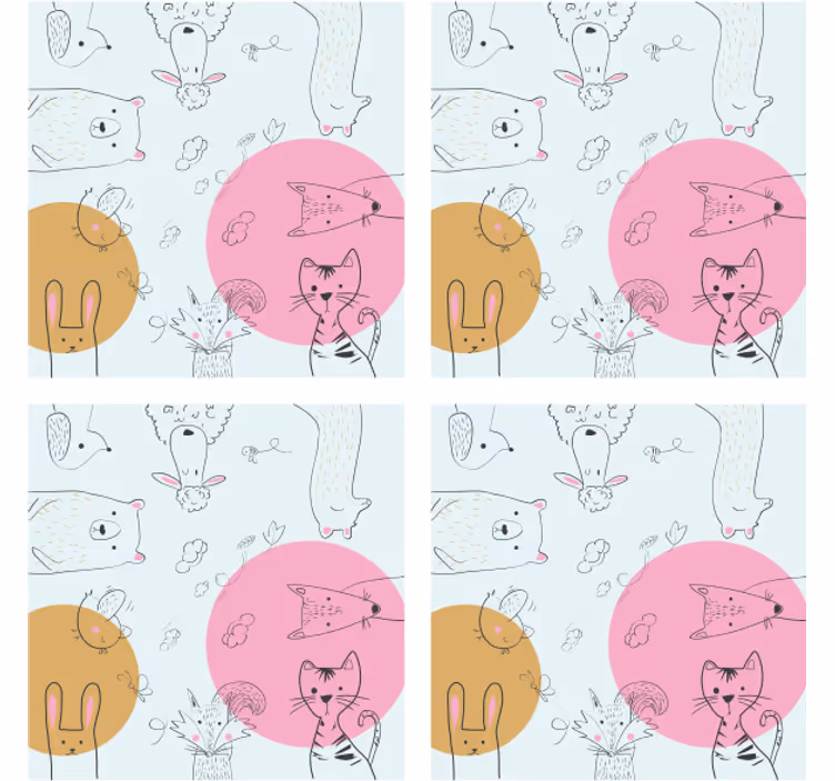 Untersetzer freak mit verspielten tierillustrationen - TenStickers