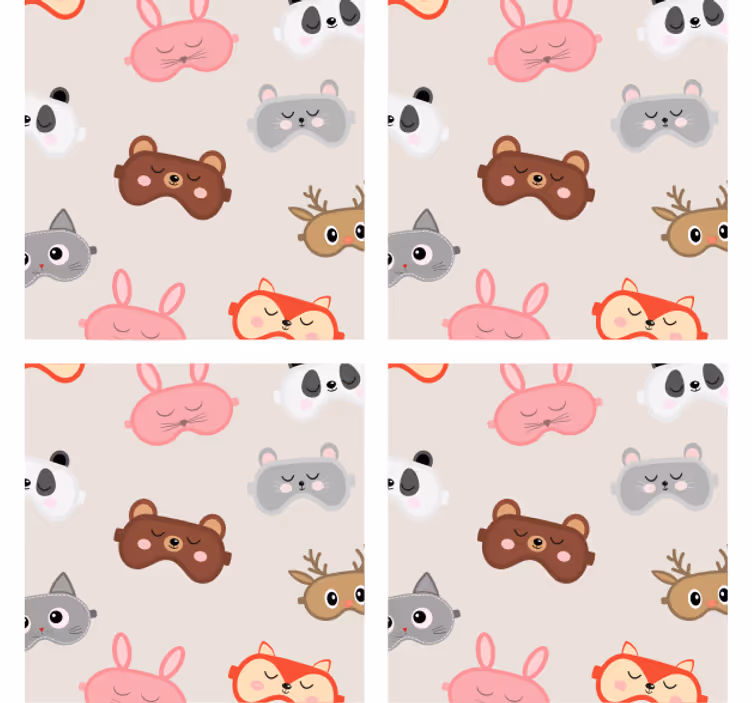 Untersetzer freak kollektion mit niedlichen tiergesichtern - TenStickers