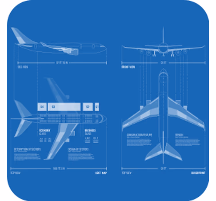 Untersetzer freak flugzeug blaupause design - TenStickers