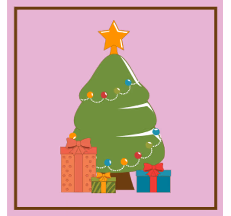 Untersetzer Weihnachten Cartoon-weihnachtsbaum - TenStickers