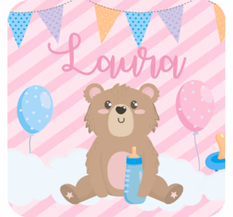 Untersetzer personalisiert süßer bär mit luftballons - TenStickers